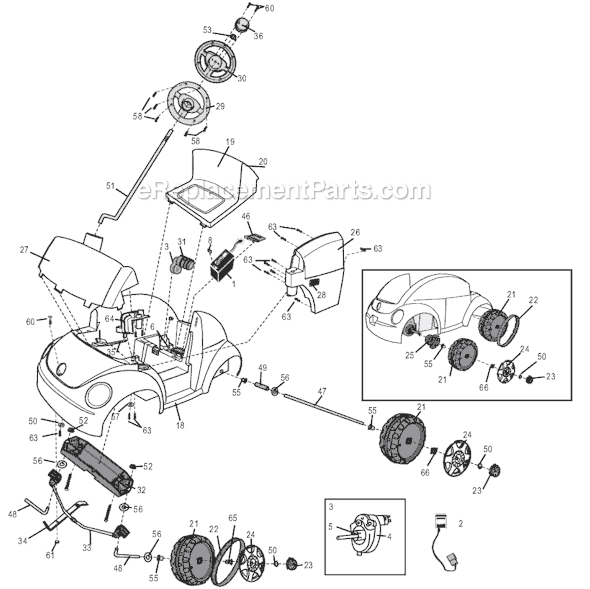 Power Wheels 73517-9993 (After 11-04-2001) Barbie Volkswagon Beetle Page A Diagram